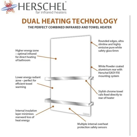 Herschel Select XLS Infrarood Handdoekverwarming, 500 Watt, 48 x 120 cm|Luchtreinigeronline