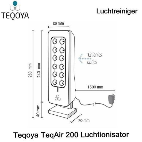 Teqoya TeqAir 200 Luchtionisator Donker Grijs|Luchtreinigeronline