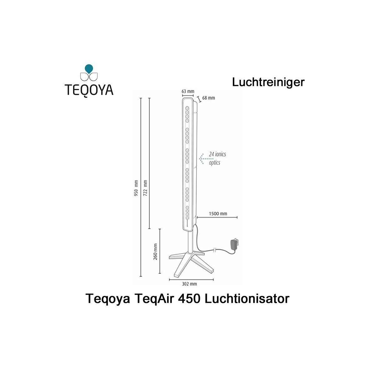 Teqoya TeqAir 450 Luchtionisator Antraciet|Luchtreinigeronline