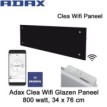 Adax Clea Wifi Glazen Paneel 800 watt 34 x 76 cm zwart Ecodesign|Luchtreinigeronline