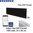 Adax Clea Wifi Glazen Paneel 1000 watt 34 x 85 cm zwart Ecodesign|Luchtreinigeronline