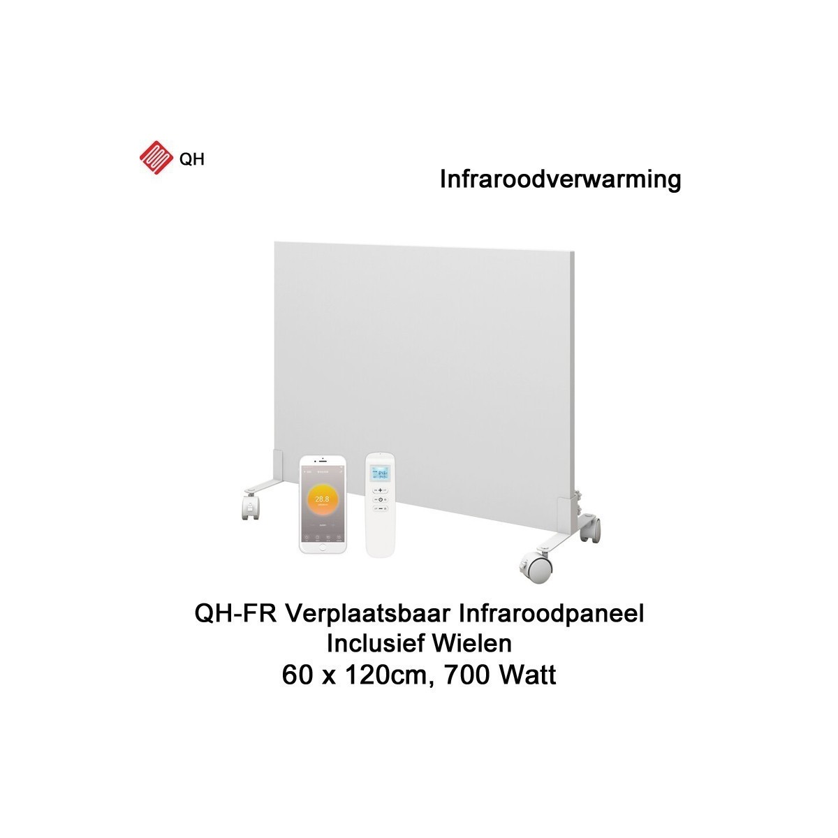 QH-FR Serie Mobiel Infrarood paneel 700W met wieltjes, 60 x 120 cm|Luchtreinigeronline