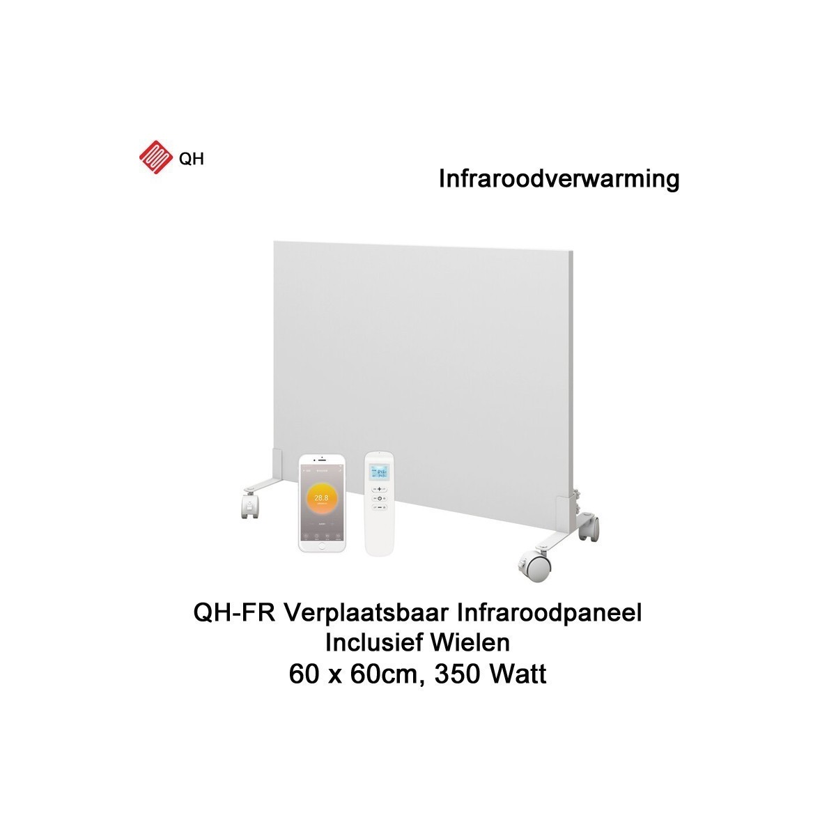 QH-FR Serie Mobiel Infrarood paneel 350W met wieltjes, 60 x 60 cm|Luchtreinigeronline