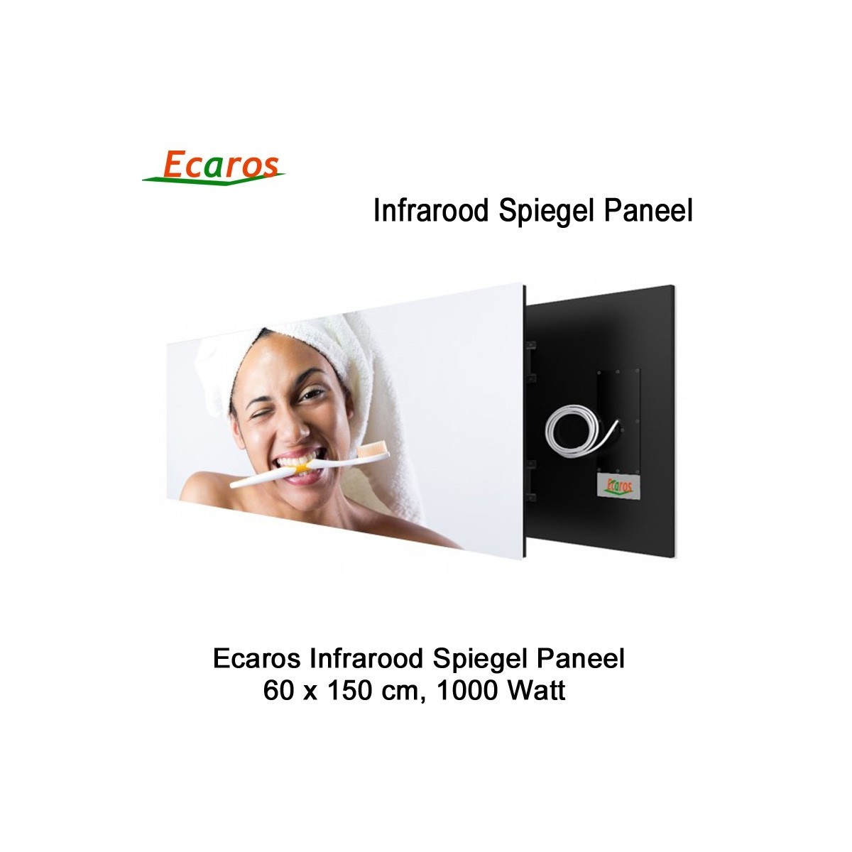 Ecaros Spiegel Infrarood Warmtepaneel 1000 Watt 150 x 60 cm|Luchtreinigeronline