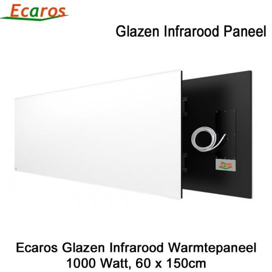Ecaros Glazen Infrarood Warmtepaneel 1000 Watt wit glans 60 x 150 cm|Luchtreinigeronline