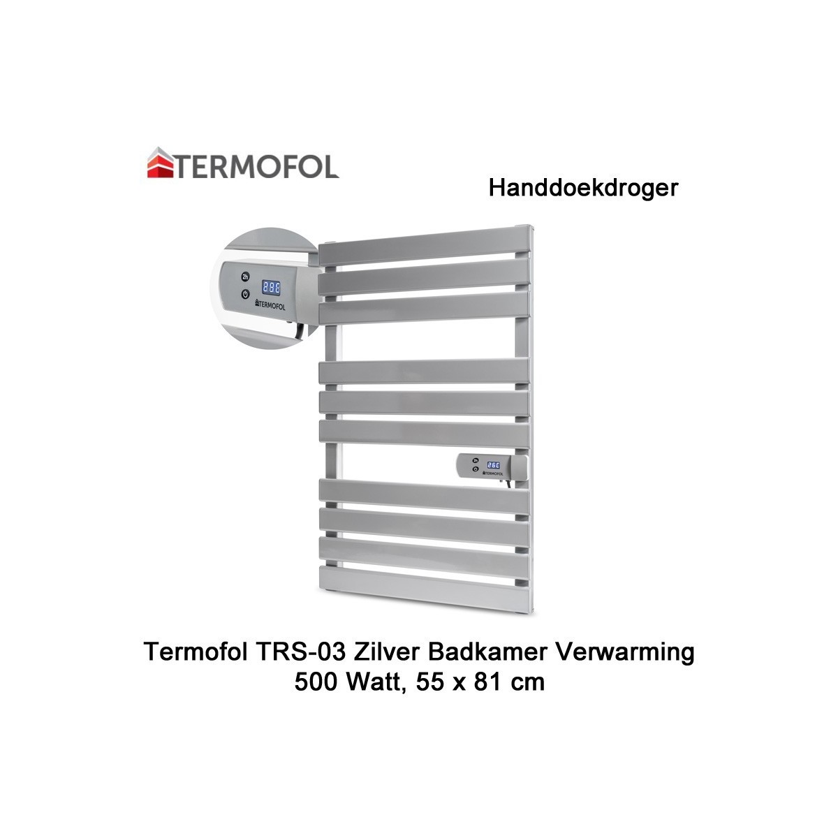 Termofol TRS-03 zilver handdoekdroger 500 Watt|Luchtreinigeronline