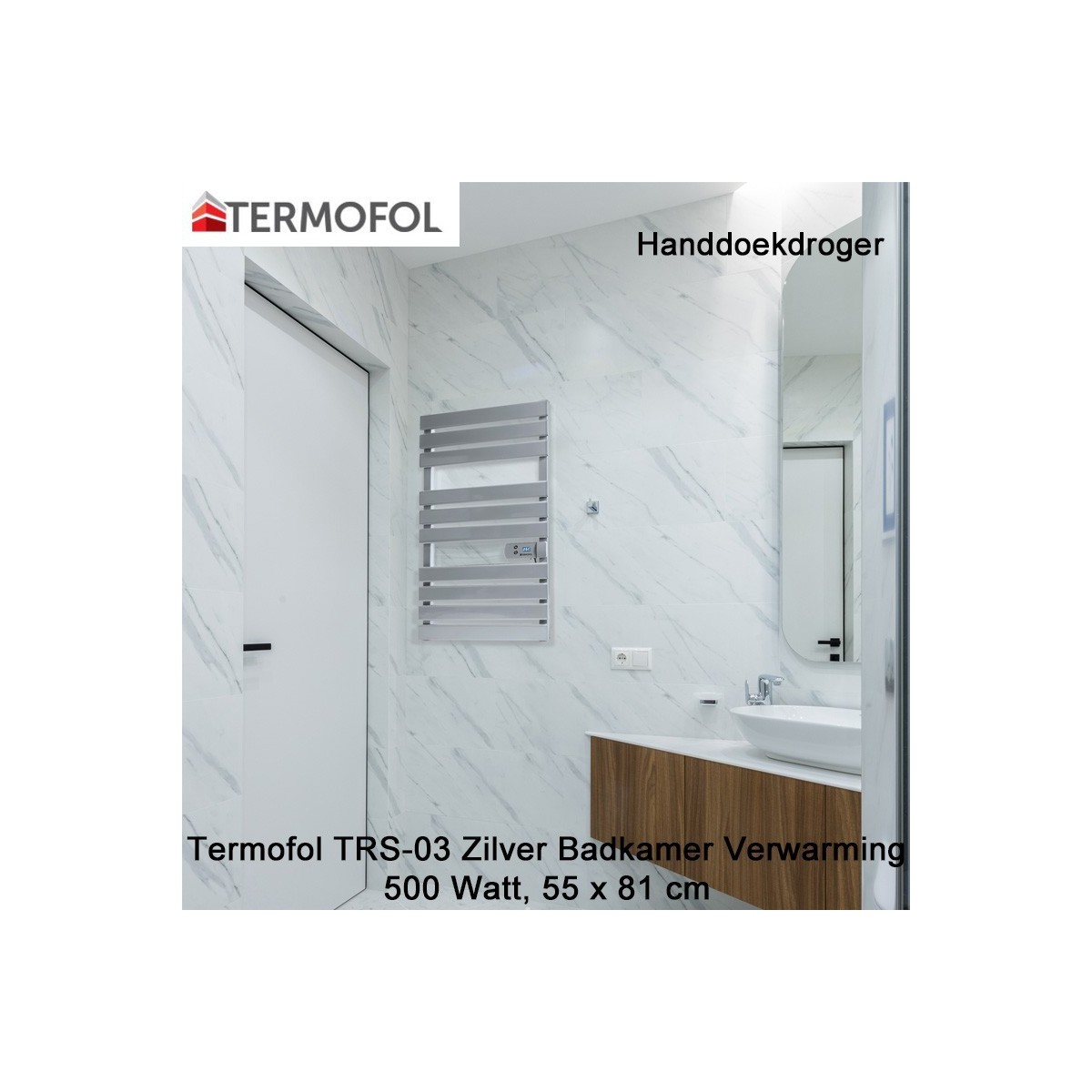 Termofol TRS-03 zilver handdoekdroger 500 Watt|Luchtreinigeronline