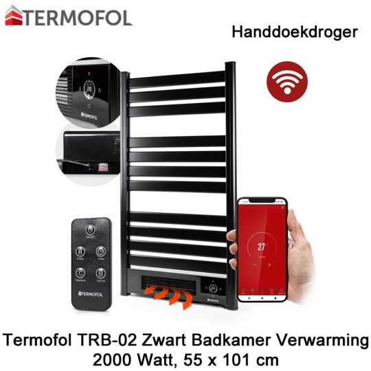 Termofol TRB-02 zwart handdoekdroger 2000 Watt|Luchtreinigeronline