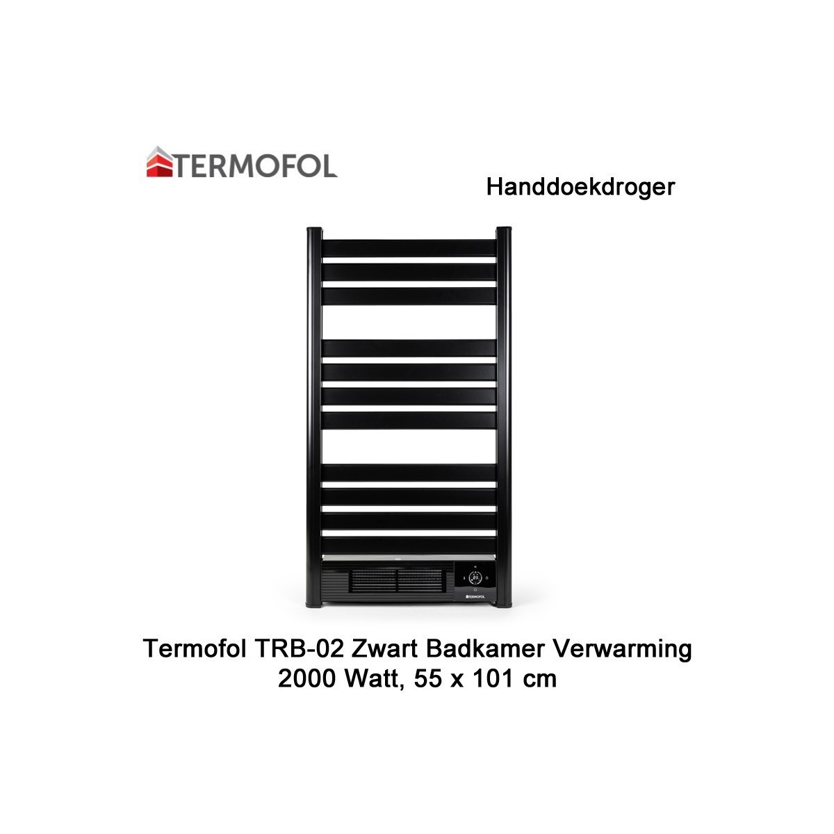 Termofol TRB-02 zwart handdoekdroger 2000 Watt|Luchtreinigeronline
