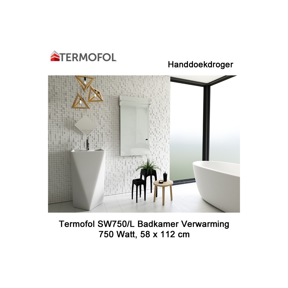 Termofol TF-SW750/L handdoekdroger, 750 watt, 58 x 112 cm|Luchtreinigeronline