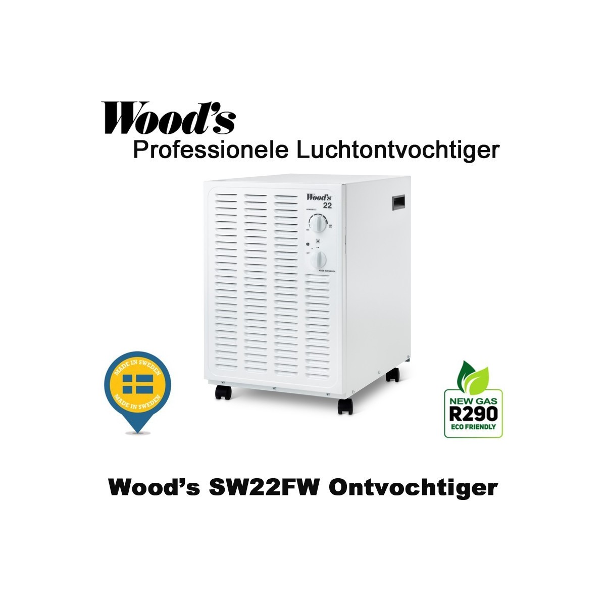 Woods SW22FW professionele luchtontvochtiger, tot 100m²|Luchtreinigeronline