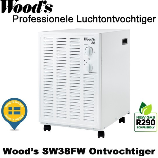 Woods SW38FW professionele luchtontvochtiger, kleur wit, 140 m²|Luchtreinigeronline