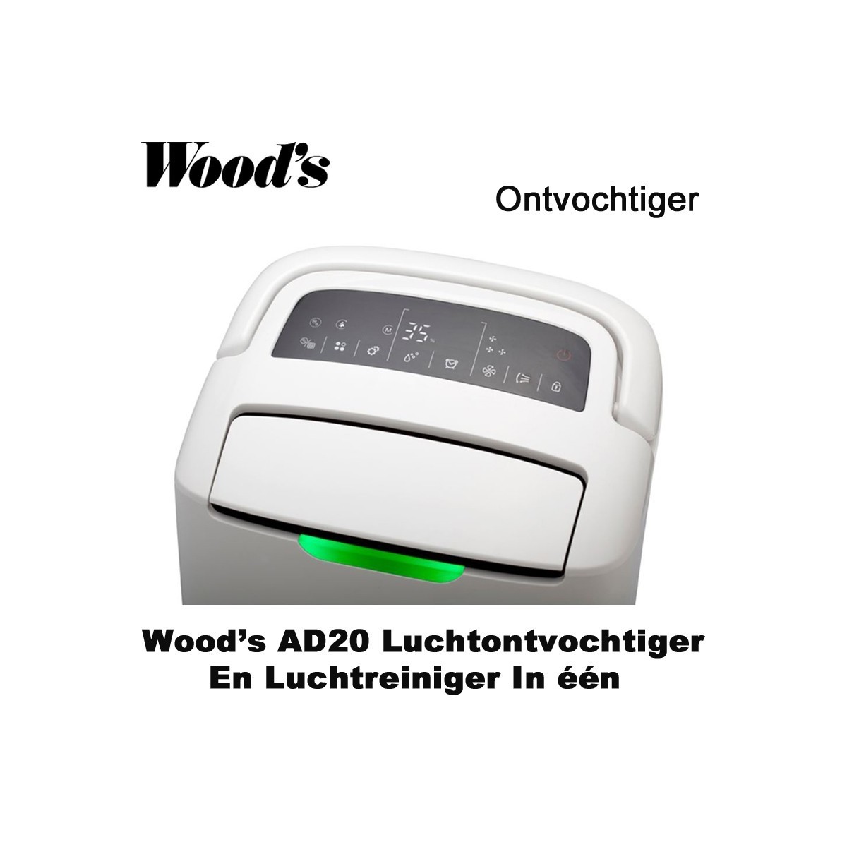 Woods AD20 ontvochtiger en luchtreiniger in één, tot 100m²|Luchtreinigeronline