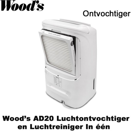 Woods AD20 ontvochtiger en luchtreiniger in één, tot 100m²|Luchtreinigeronline