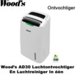 Woods AD30 ontvochtiger en luchtreiniger in één, tot 120m²|Luchtreinigeronline