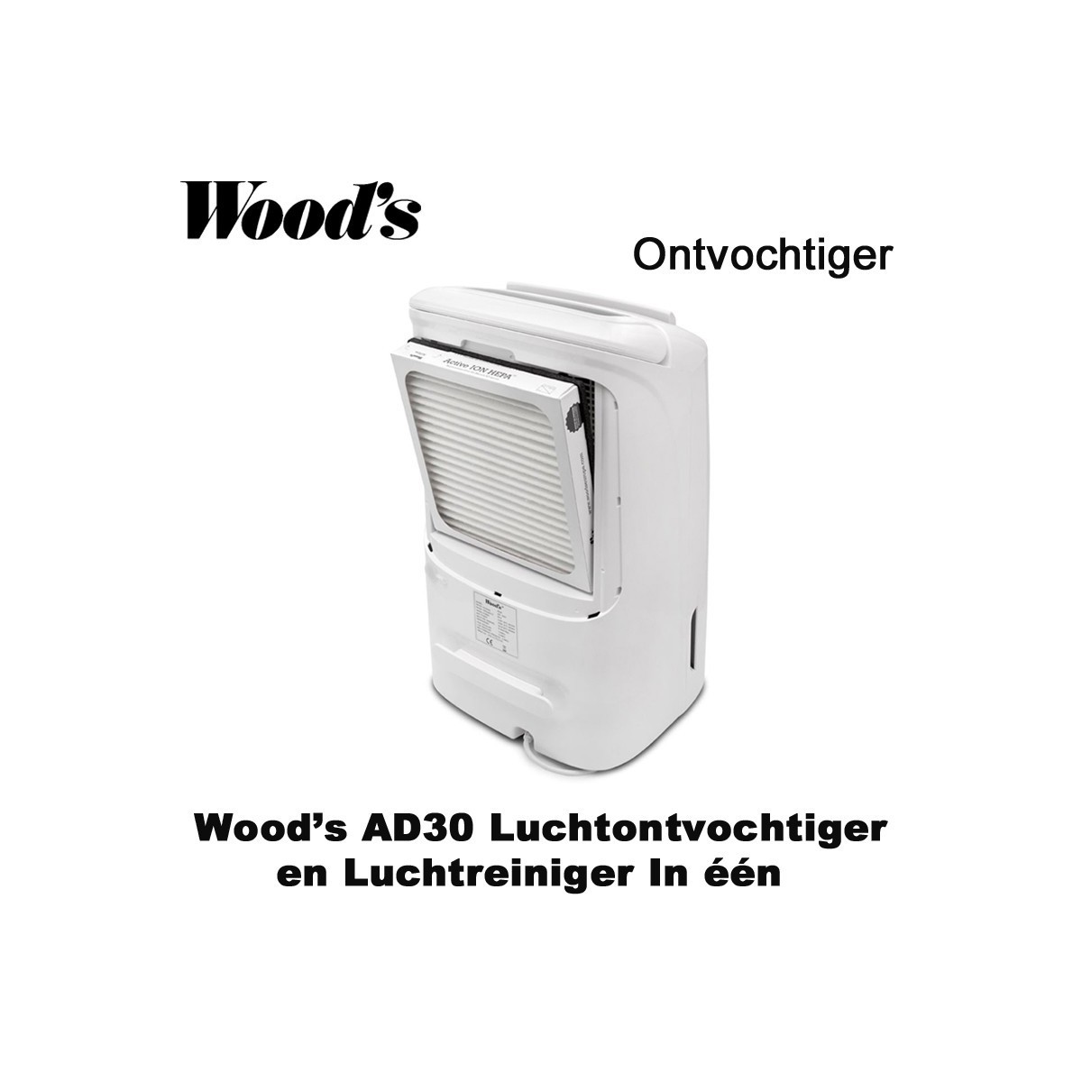 Woods AD30 ontvochtiger en luchtreiniger in één, tot 120m²|Luchtreinigeronline