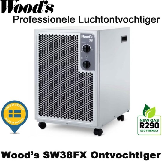 Woods SW38FX professionele luchtontvochtiger, kleur metallic 140 m²|Luchtreinigeronline