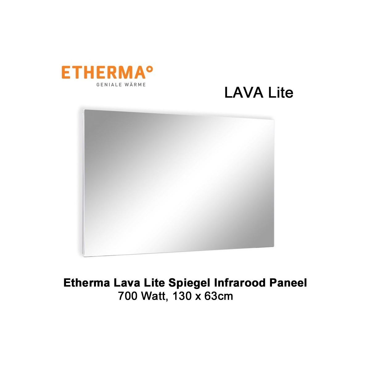 Etherma Lava Lite spiegel infrarood paneel, 700 Watt, 130 x 63 cm|Luchtreinigeronline