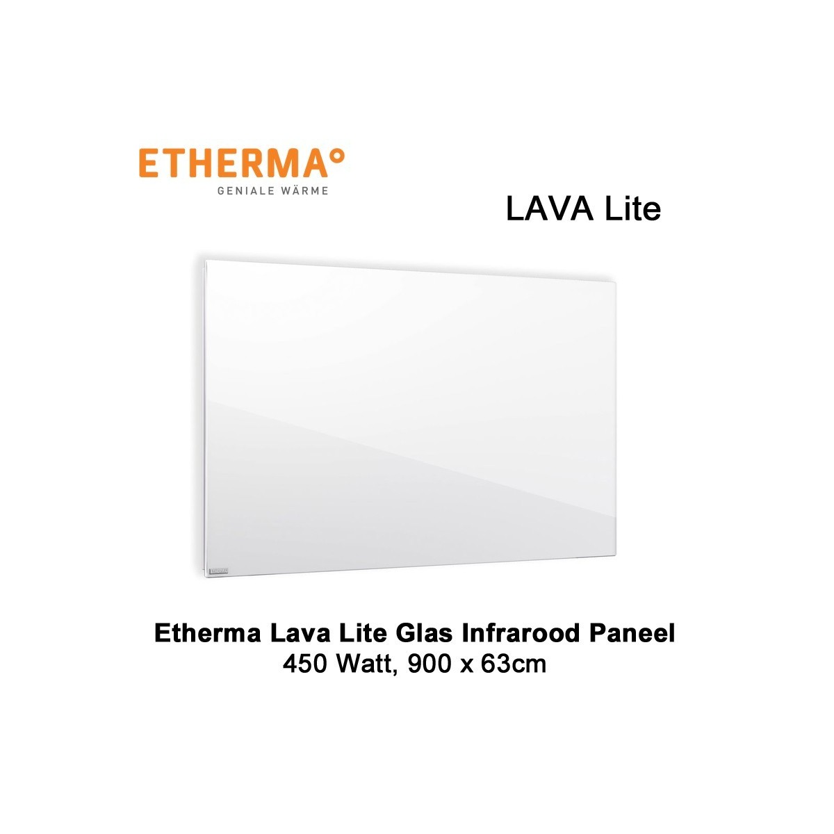 Etherma Lava Lite wit glazen infrarood paneel, 450 Watt, 90 x 63 cm|Luchtreinigeronline