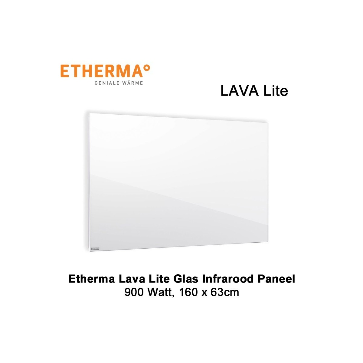Etherma Lava Lite wit glazen infrarood paneel, 900 Watt, 160 x 63 cm|Luchtreinigeronline