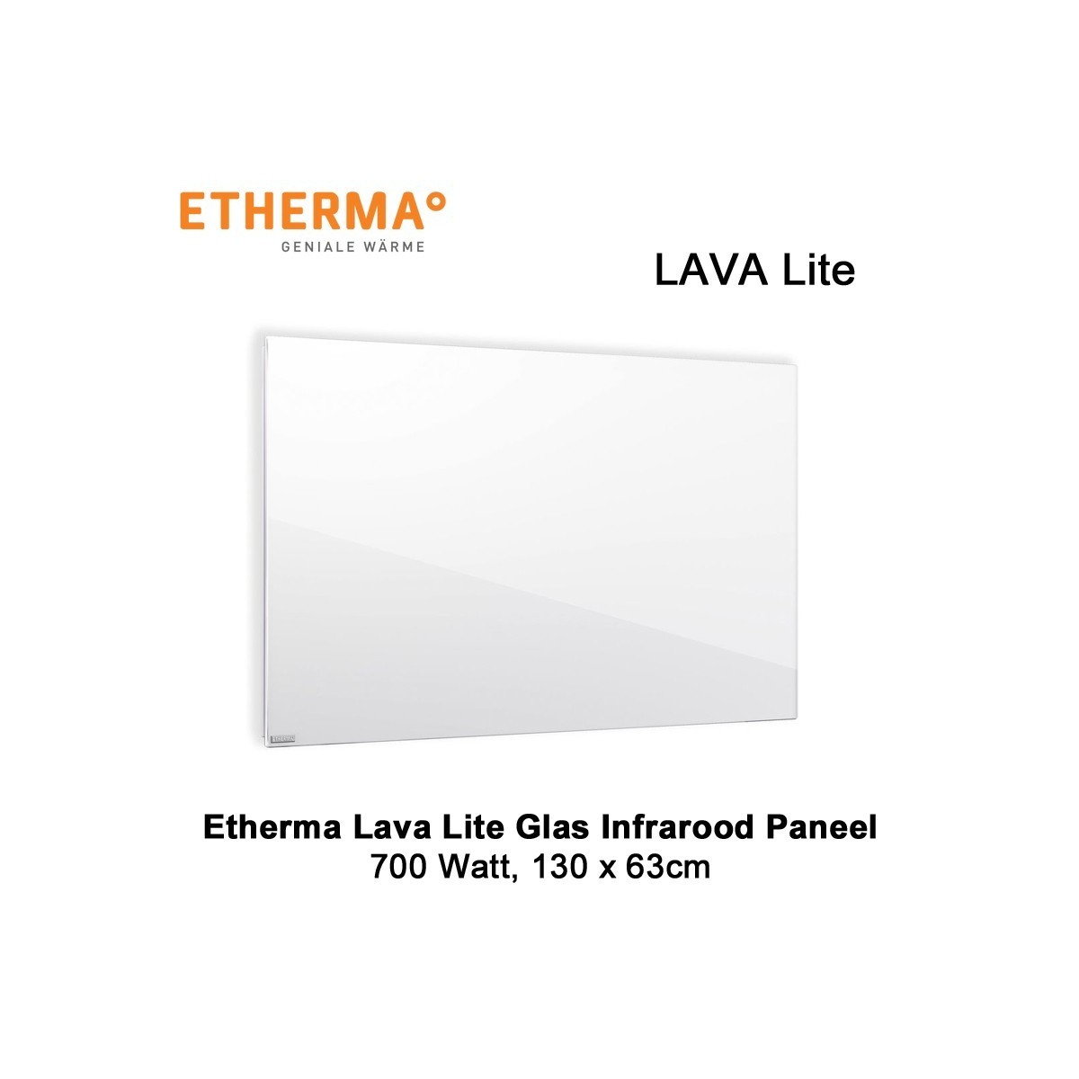 Etherma Lava Lite wit glazen infrarood paneel, 700 Watt, 130 x 63 cm|Luchtreinigeronline