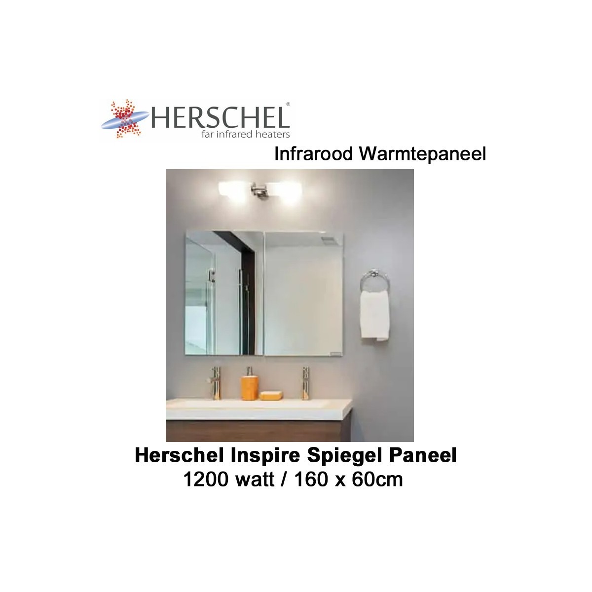 Herschel Inspire spiegel infrarood paneel 1250 Watt 160x60 cm|Luchtreinigeronline