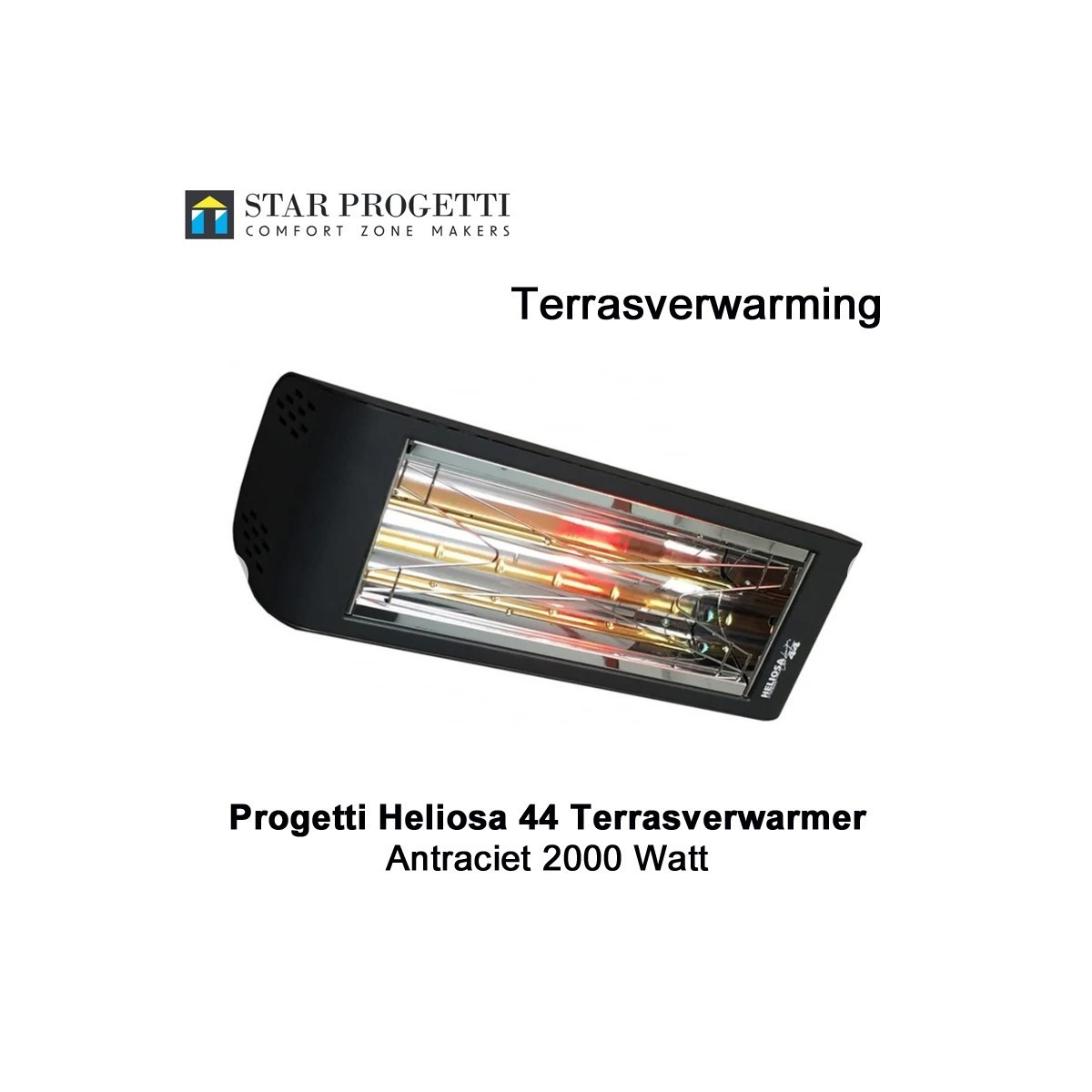 Progetti Heliosa 44 Antraciet hoge capaciteit terrasverwarmer 2000Watt|Luchtreinigeronline