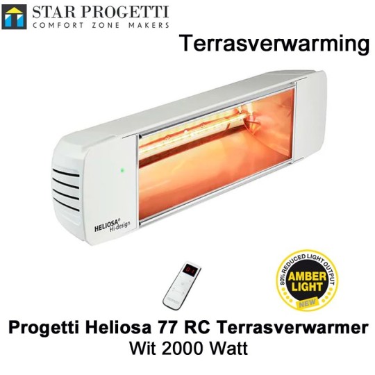 Progetti Heliosa 77 RC Wit Terrasverwarmer 2000 Watt met dimmer en afstandsbediening|Luchtreinigeronline