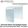 Herschel Select XLS spiegel infrarood paneel met led verlichting, 600 Watt 70 x 100 cm|Luchtreinigeronline