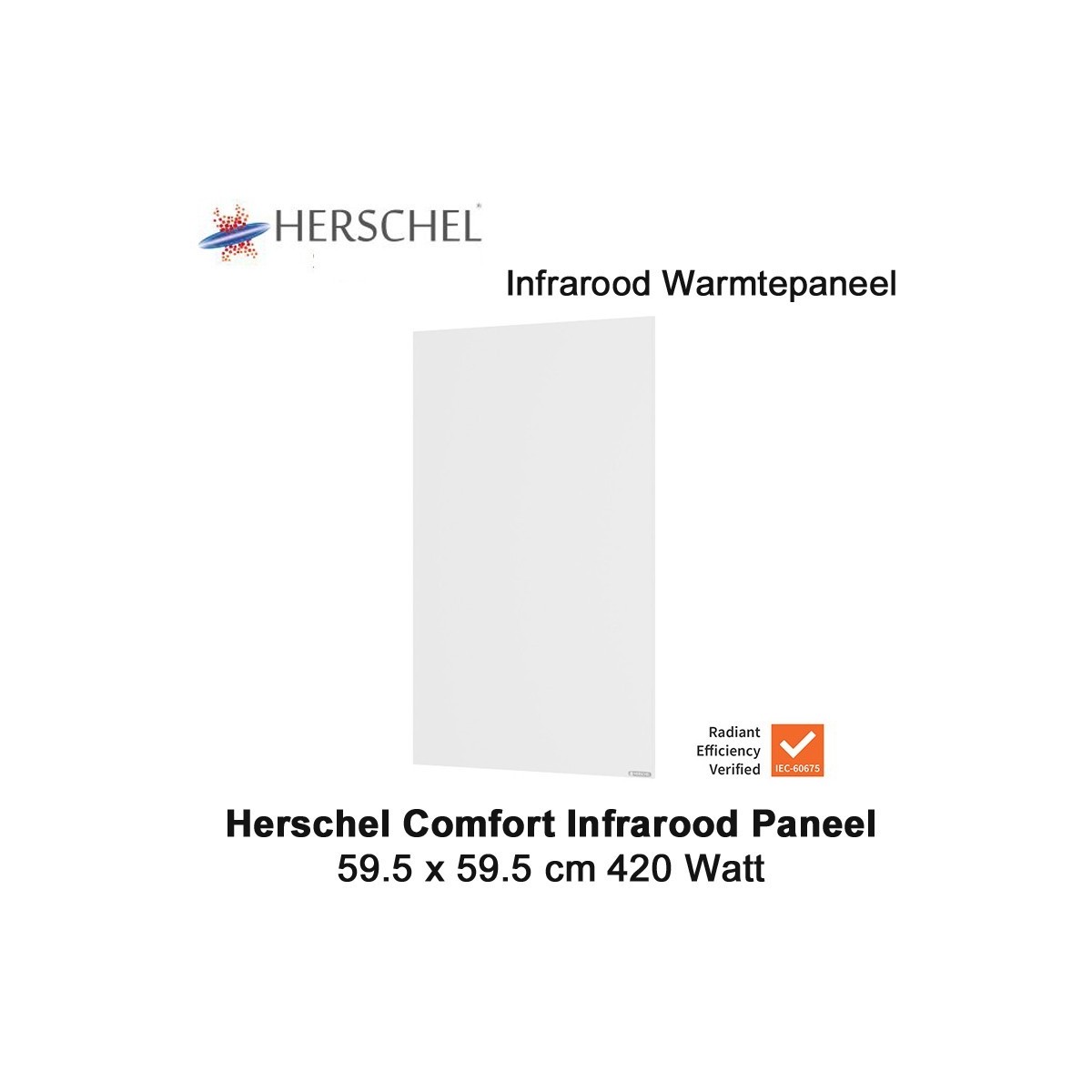 Herschel Comfort infrarood paneel, 420 Watt, 59,5 x 59,5 cm|Luchtreinigeronline