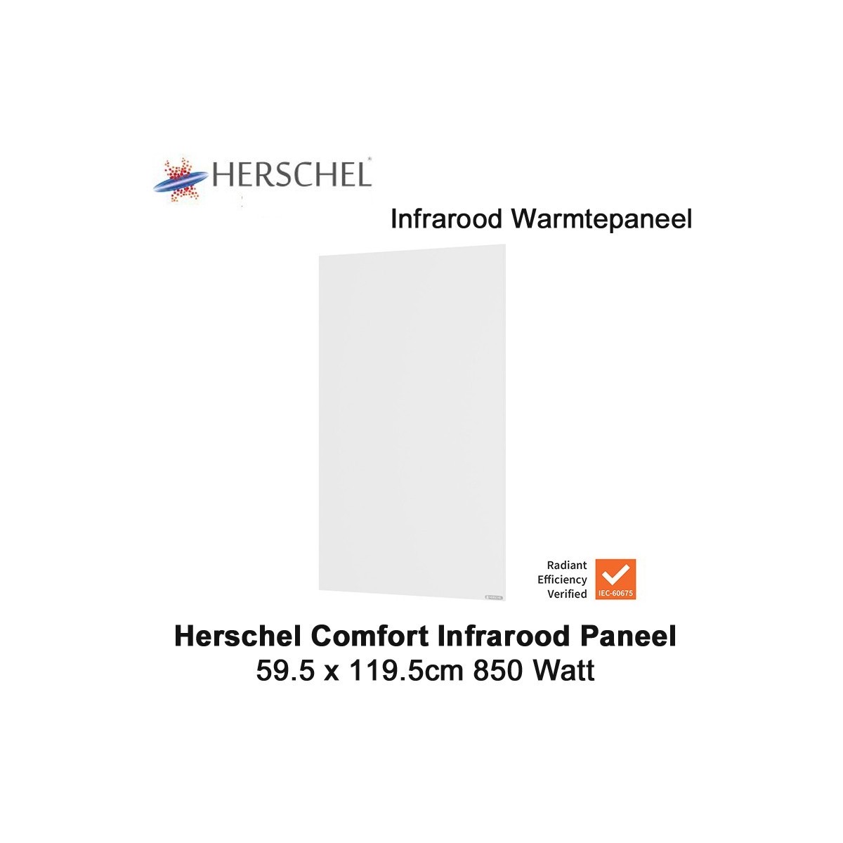 Herschel Comfort infrarood paneel 850 Watt, 59,5 x 119,5 cm|Luchtreinigeronline