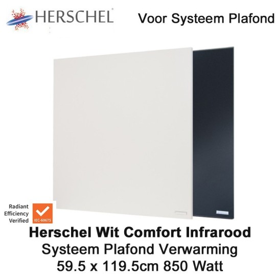 Herschel Comfort 850 Watt infrarood paneel wit voor systeemplafond 119.5 x 59.5 cm|Luchtreinigeronline
