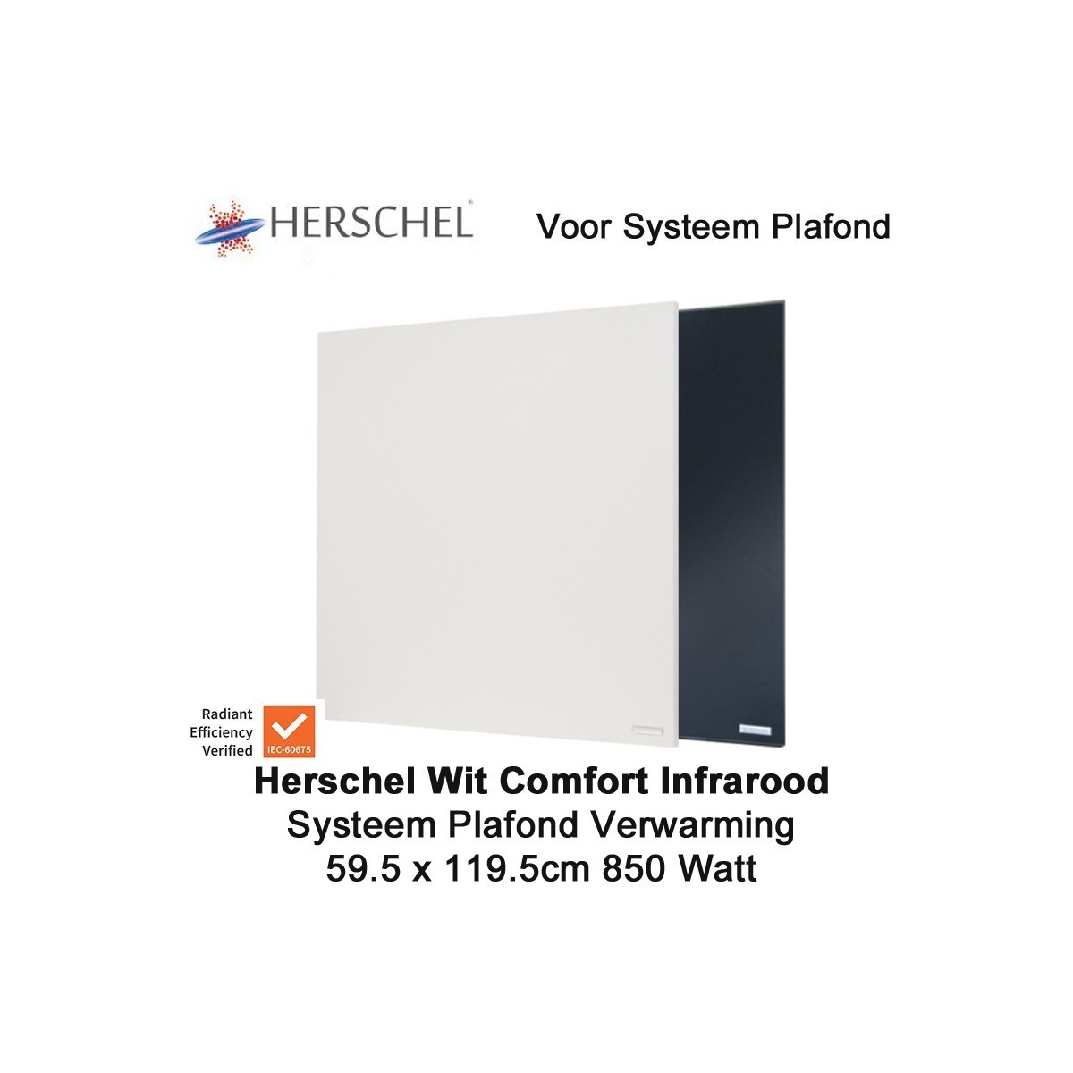 Herschel Comfort 850 Watt infrarood paneel wit voor systeemplafond 119.5 x 59.5 cm|Luchtreinigeronline