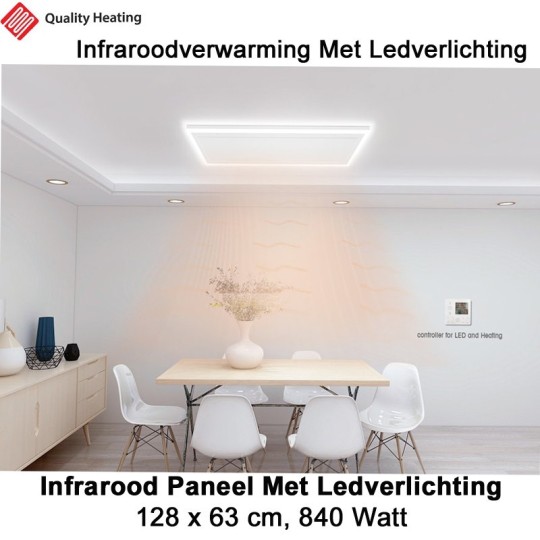 QH-HL Infraroodpaneel 840 Watt met ledverlichting en thermostaat, 63 x 128 cm|Luchtreinigeronline
