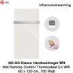 QH-GD Wit glazen infraroodpaneel Wifi 700 Watt, 60 x 120 cm, met 1 handdoekbeugel|Luchtreinigeronline