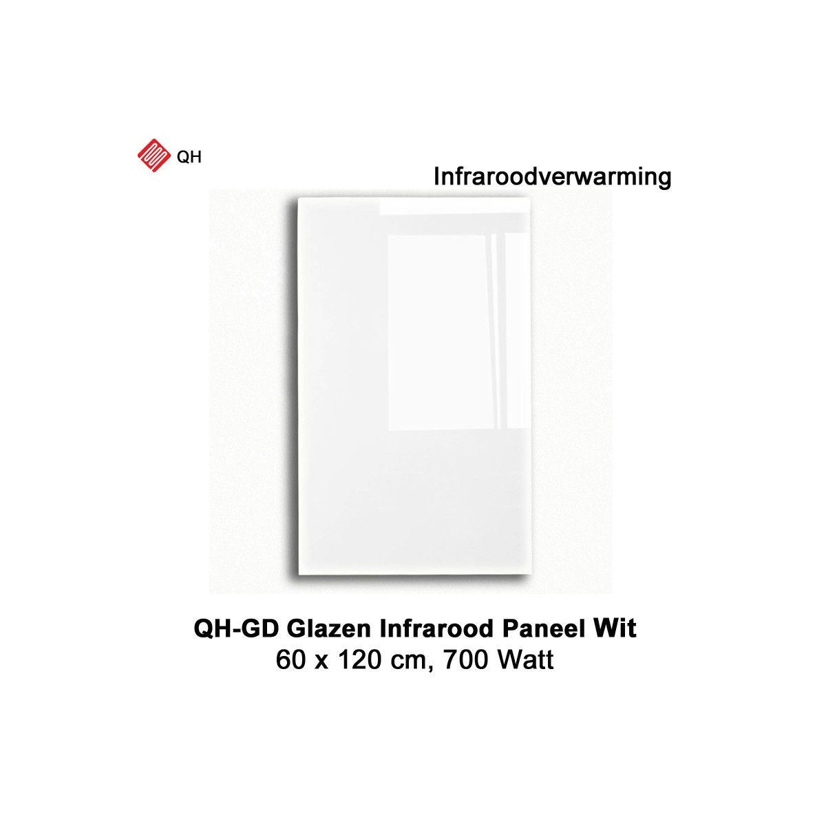 QH-GD glazen infraroodpaneel wit 700 Watt, 60 x 120 cm|Luchtreinigeronline
