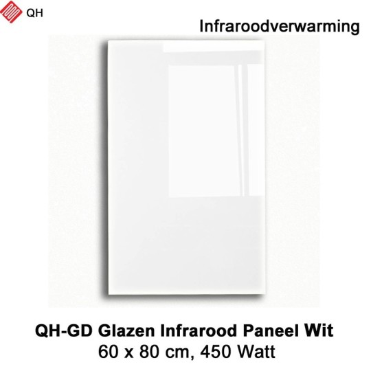 QH-GD glazen infraroodpaneel wit 450 Watt, 60 x 80 cm|Luchtreinigeronline