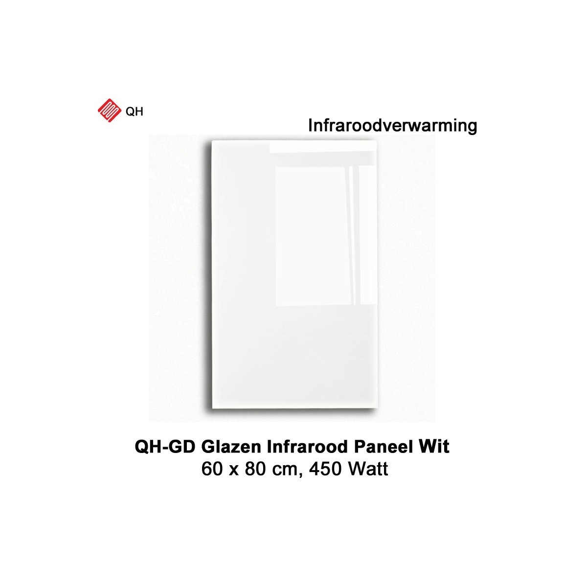 QH-GD glazen infraroodpaneel wit 450 Watt, 60 x 80 cm|Luchtreinigeronline