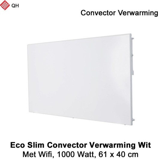 QH Eco Slim wit Convector Verwarming Wifi, 1000 Watt|Luchtreinigeronline