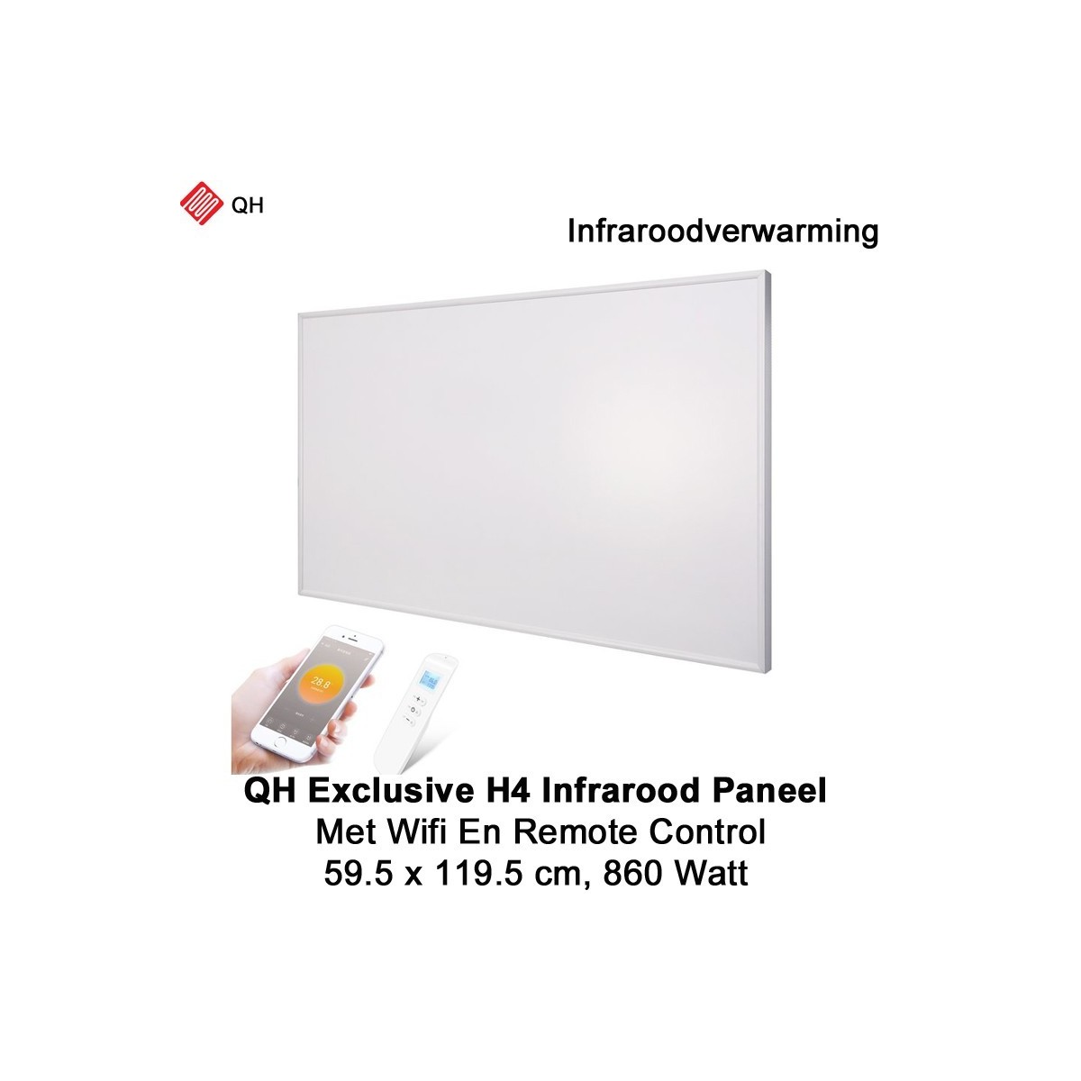 QH Exclusive H4 Infrarood paneel 860 Watt 59 x 119 cm met WiFi thermostaat|Luchtreinigeronline