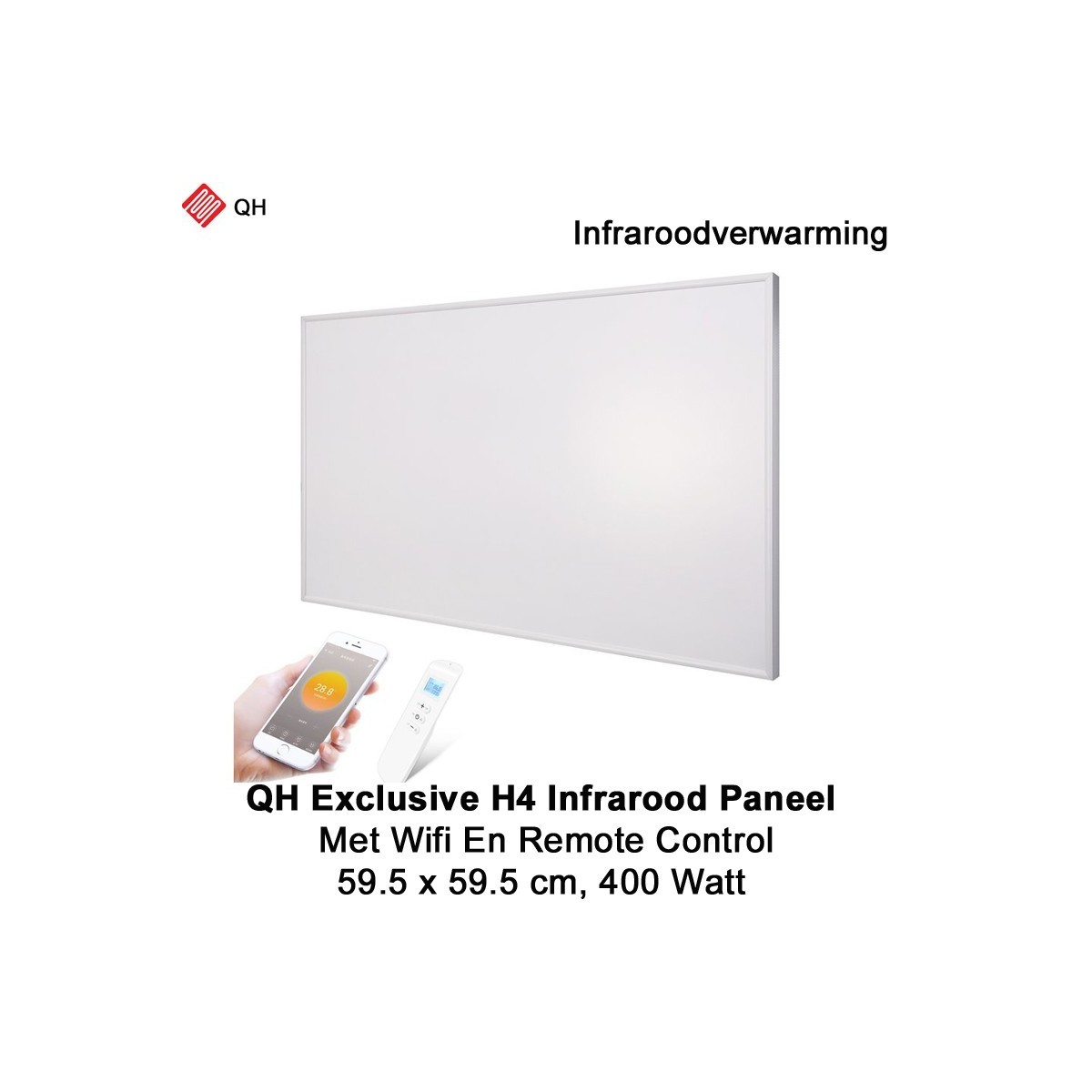 QH Exclusive H4 Infrarood paneel 400 Watt 59 x 59 cm met WiFi thermostaat|Luchtreinigeronline