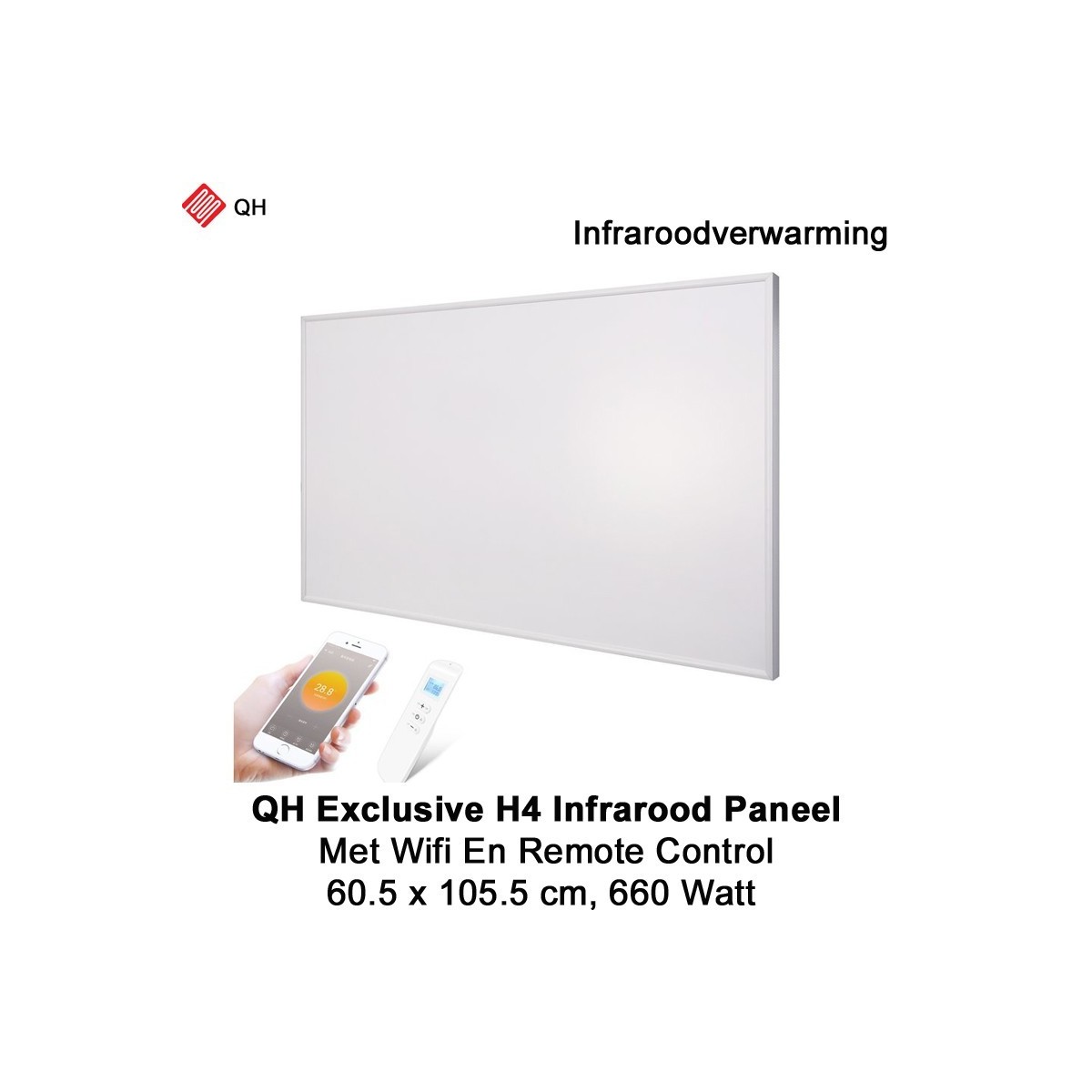 QH Exclusive H4 Infrarood paneel 660 Watt 60 x 105 cm met WiFi thermostaat|Luchtreinigeronline