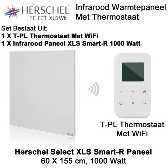 Herschel Select XLS Infrarood Paneel 1000 Watt, 60 x 155 cm met T-PL thermostaat|Luchtreinigeronline