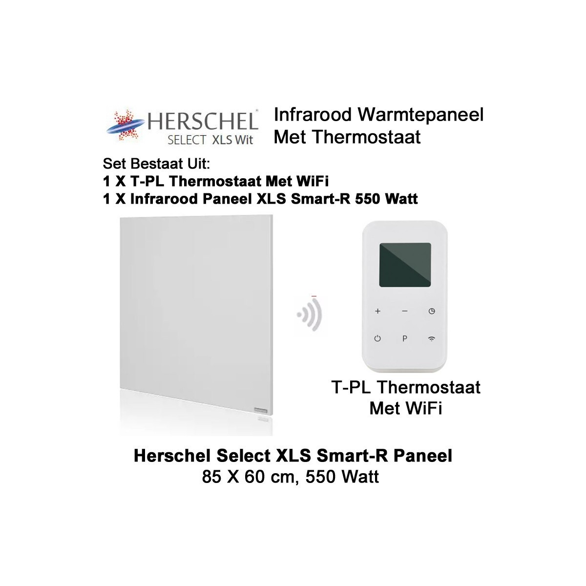 Herschel Select XLS Infrarood Paneel 550 Watt, 60 x 85 cm met T-PL thermostaat|Luchtreinigeronline