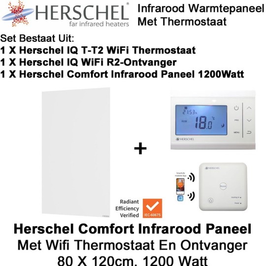 Herschel Comfort infrarood paneel 1200 Watt 80 x 120 cm met thermostaat|Luchtreinigeronline