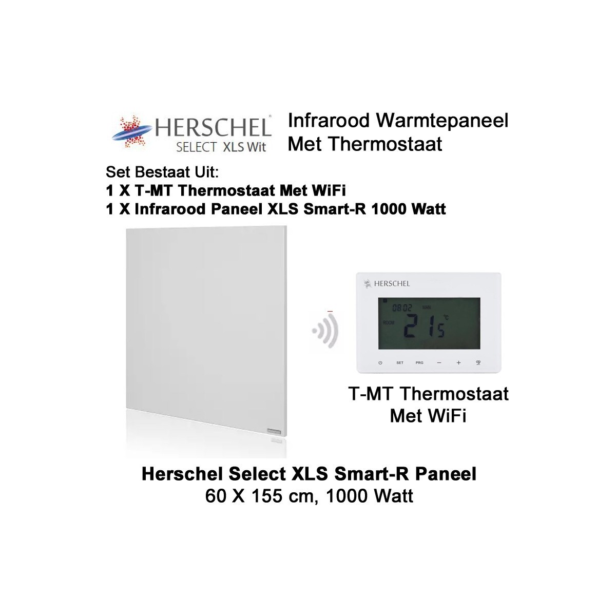 Herschel Select XLS Infrarood Paneel met WiFi thermostaat, 1000 Watt, 60 x 155 cm|Luchtreinigeronline