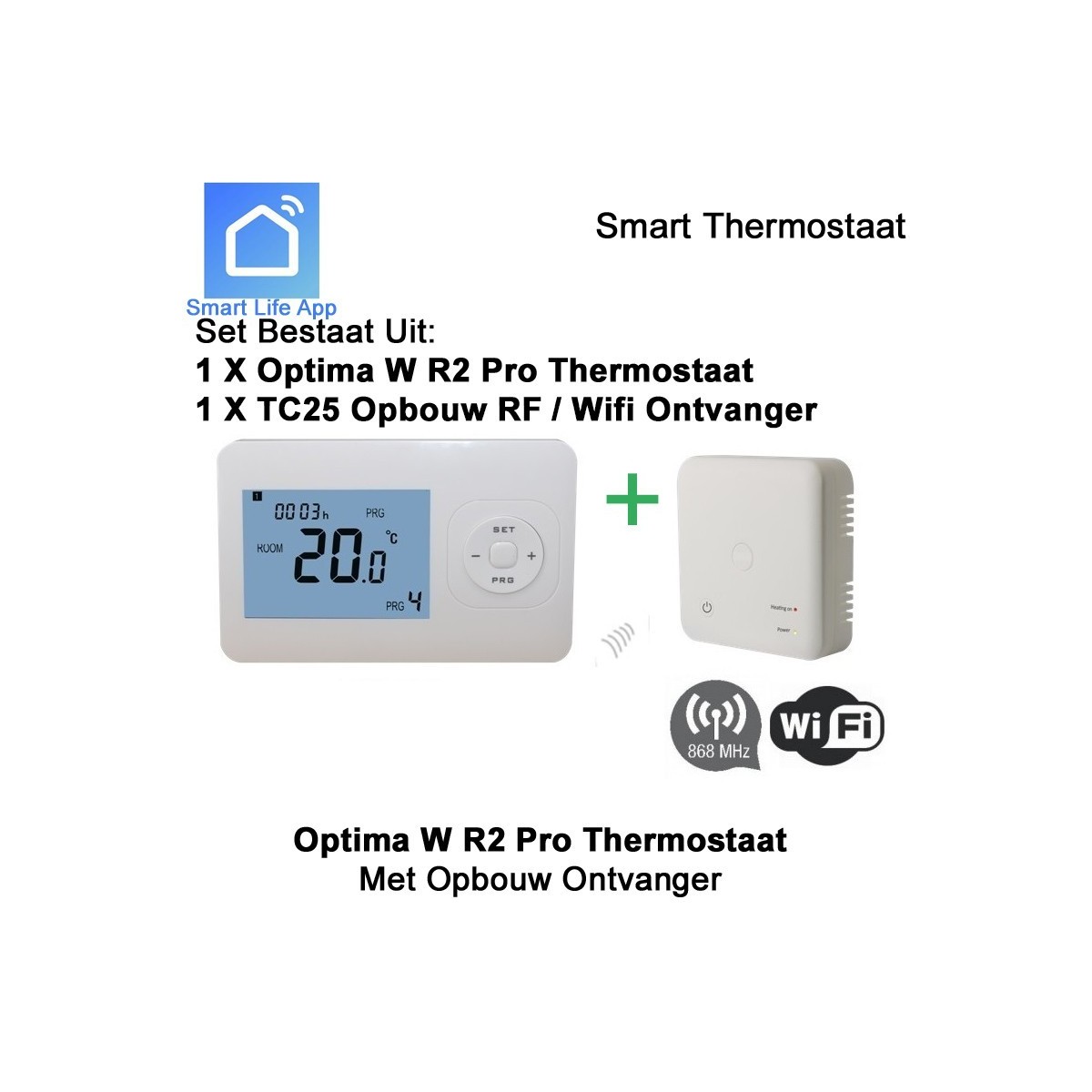 Optima W R2 Pro draadloze WiFi thermostaat met ontvanger|Luchtreinigeronline