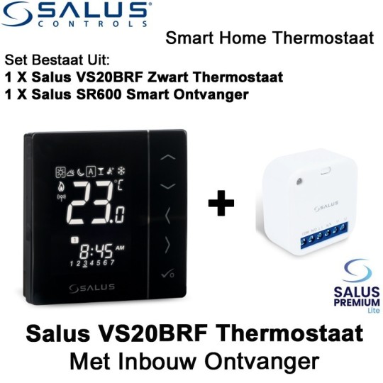 Salus VS20BRF Thermostaat Zwart met SR600 of SPE600 Ontvanger|Luchtreinigeronline