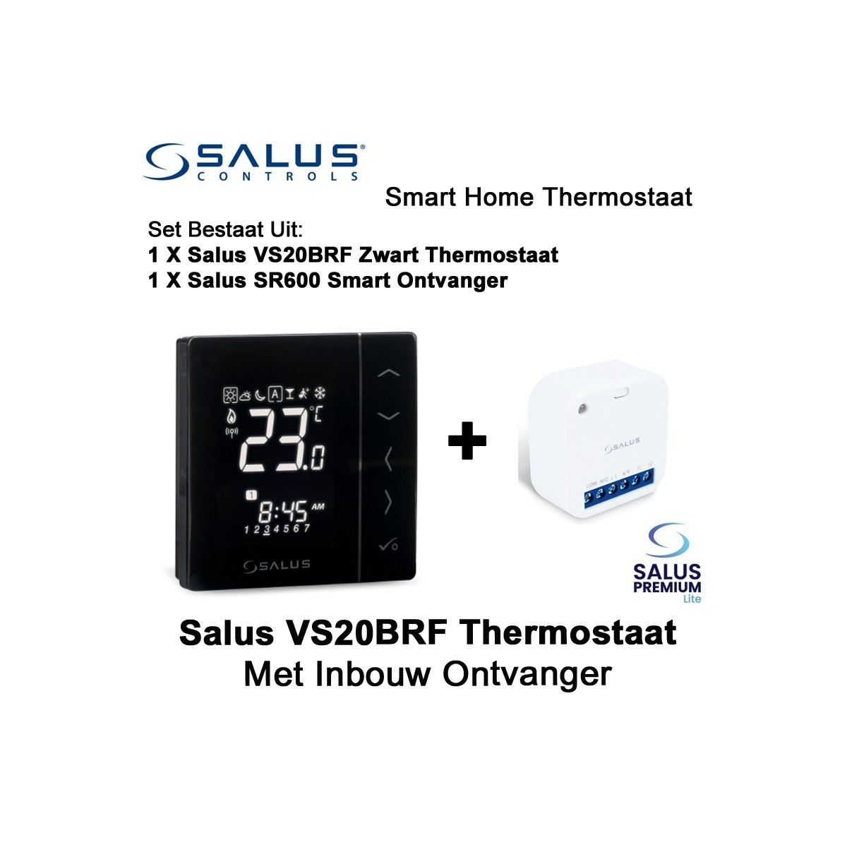 Salus VS20BRF Thermostaat Zwart met SR600 of SPE600 Ontvanger|Luchtreinigeronline