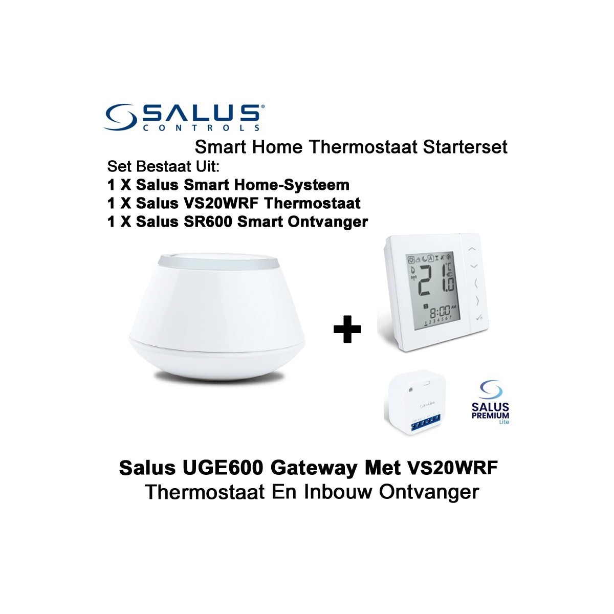 Salus Starterset UGE600 Home Gateway Met VS20WRF Thermostaat en SR600 of SPE600 Ontvanger|Luchtreinigeronline